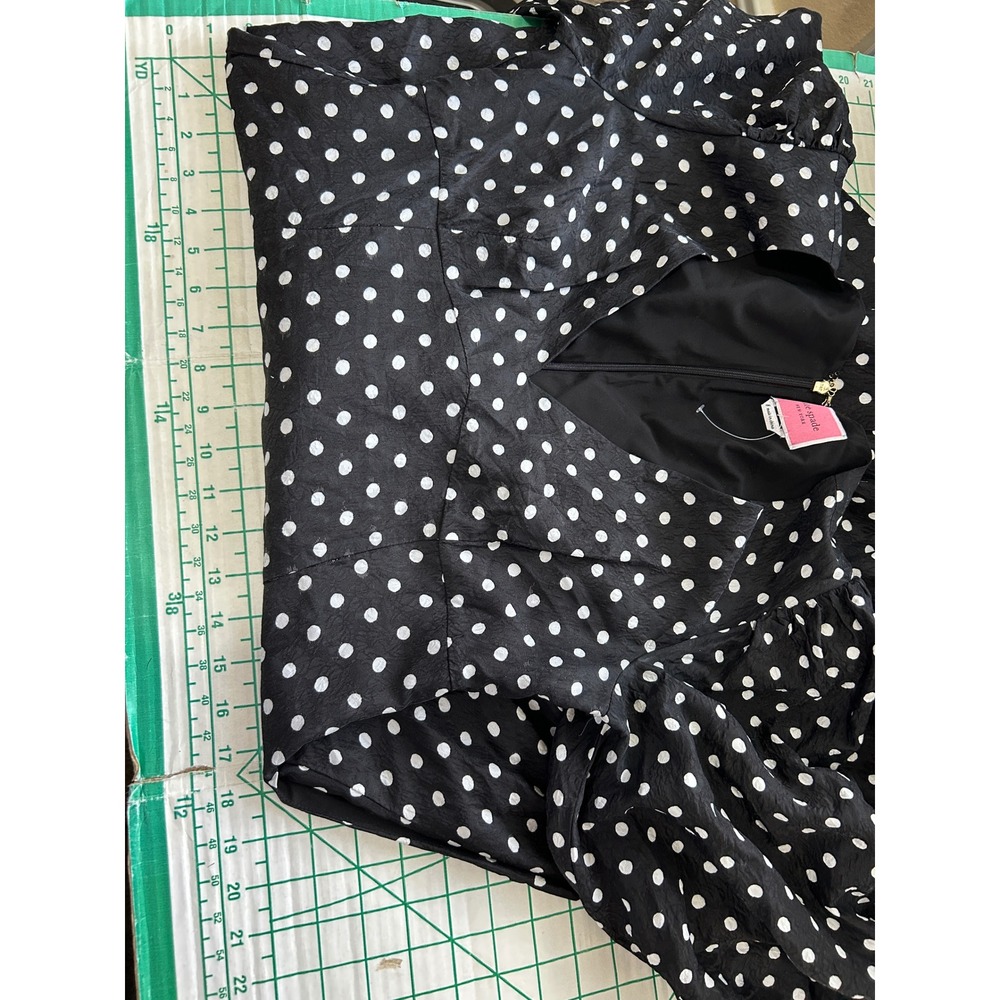 Kate Spade Polka Dot Silk‎ Blend Puff Sleeve Midi Dress Black White Size 8 Twee - Picture 8 of 14